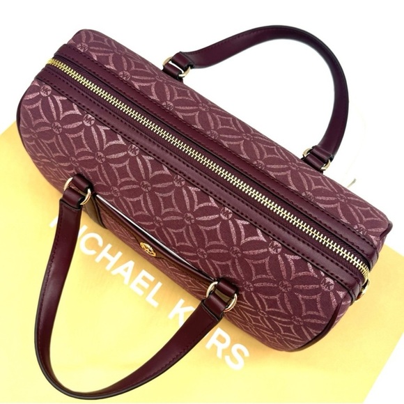 Michael Kors Medium Travel Duffle Satchel Bag Ox Blood Multi - Picture 7 of 11